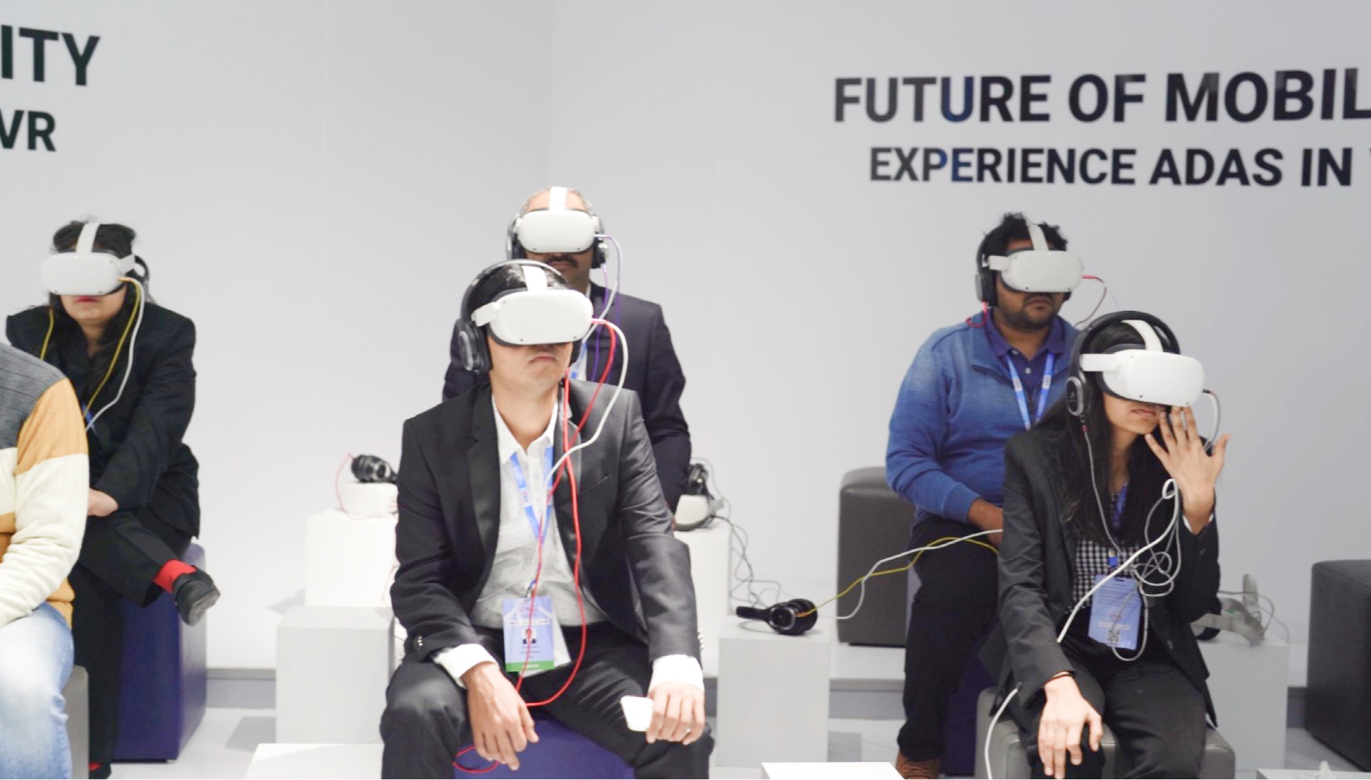 Visitors experiencing an ADAS mobility simulation through VR.